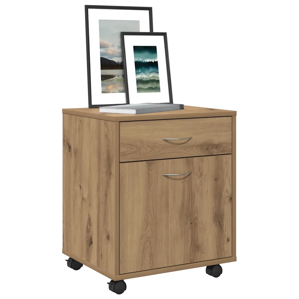 Armadietto con Ruote Rovere Artigianale 45x38x54 cm Truciolato 856655