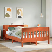 Letto Libreria senza Materasso Marrone Cera 160x200 cm in Pino 3323178