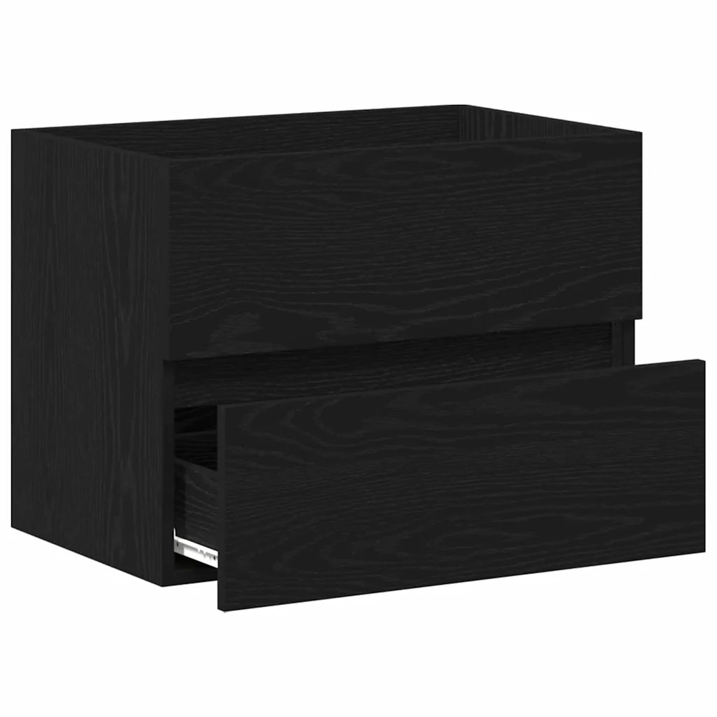 Mobile Lavabo-Armadietto da bagno Rovere Nero 60x38,5x45 cm in Legno Multistrato