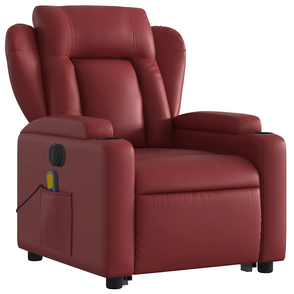 Poltrona Alzapersona Reclinabile Rosso Vino in Similpelle 3204569