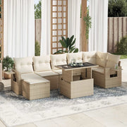 Set Divano da Giardino 8 pz con Cuscini Beige in Polyrattan 3326519