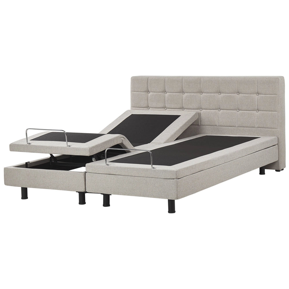 Letto Tessuto Beige Chiaro Elettrico Regolabile con Telecomando 180 x 200 cm