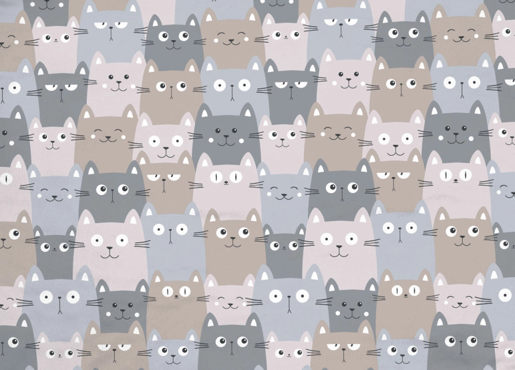Copripiumino Sacco Piumone Pensieri Delicati Cotone Disegno Happy Cat - Singolo - Grigio