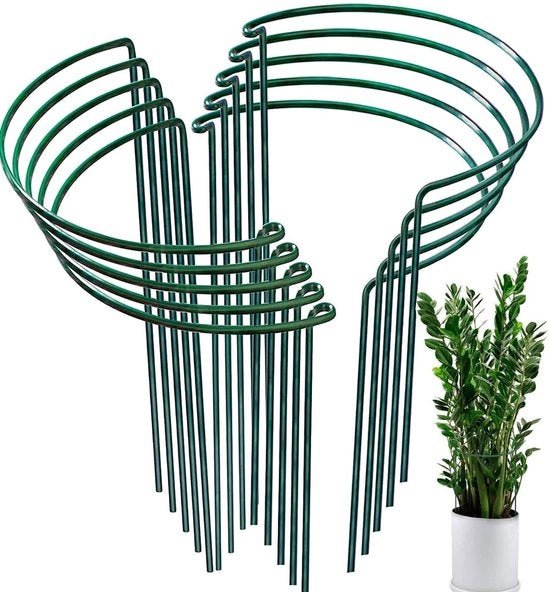 Sostegni per piante in metallo a forma semicircolare - 10 pezzi - Supporto per piante di fiori per vasi - Protezione contro vento e pioggia - Dimensioni 40 x 25 cm - Giardino per piante