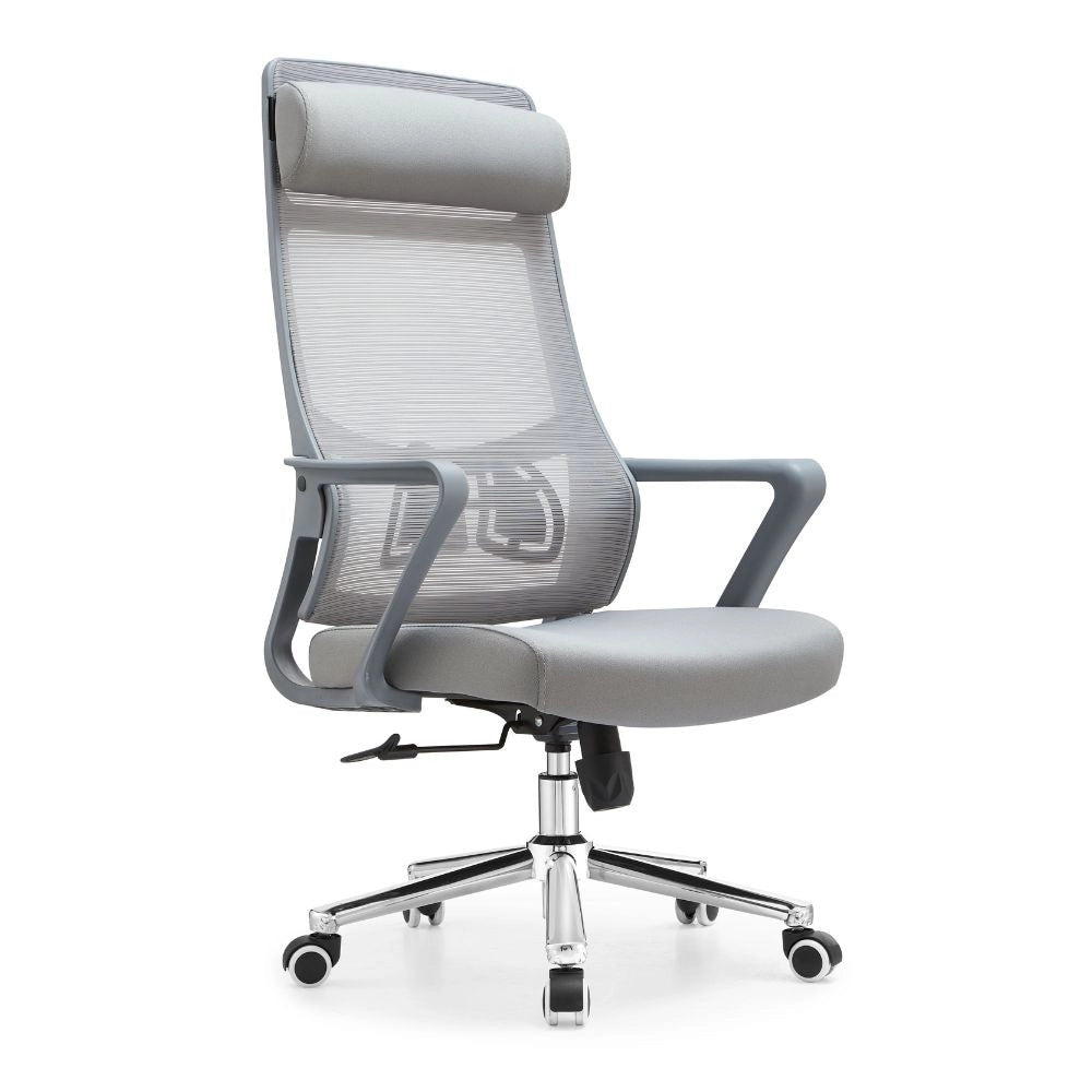Poltrona ufficio Pasco colore grigio schienale alto traforato