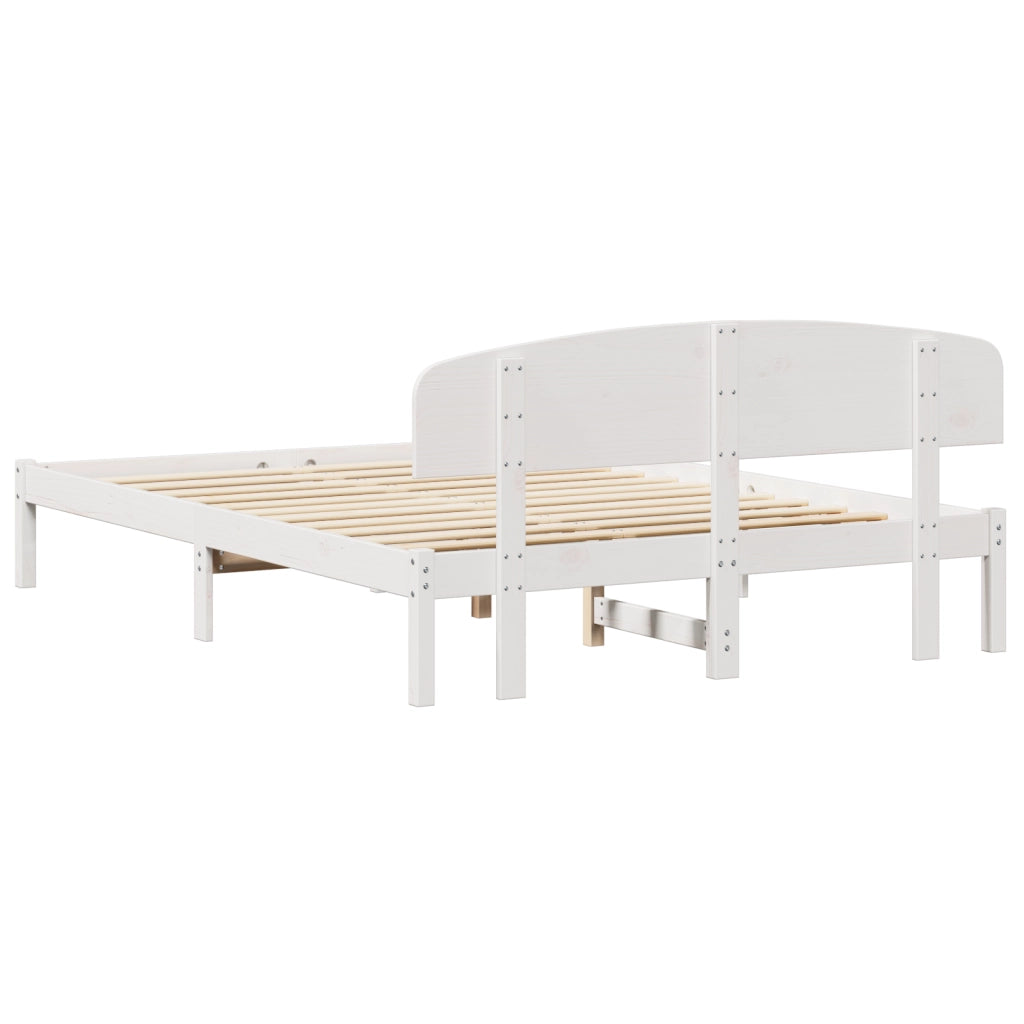 Struttura letto con testiera bianca 140x200 cm legno massello in pino
