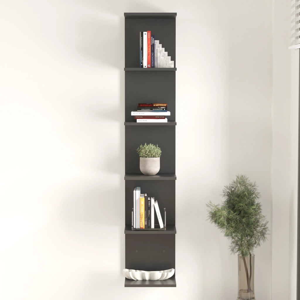 Mensola da Parete Surahammar Libreria Scaffale a Muro con 6 Ripiani - Nero [en.casa]