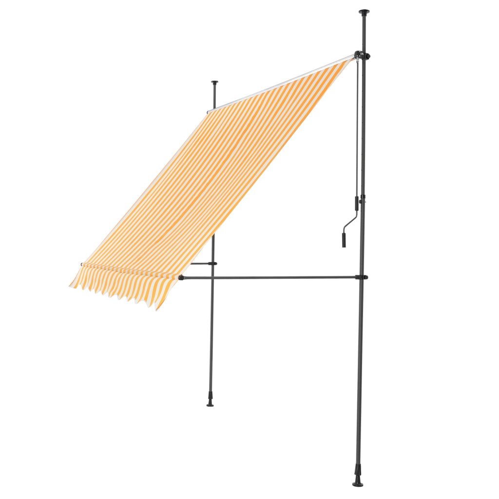 Tenda da Sole a Muro con Pali di Supporto Telescopici Parasole 200 x 120 cm (LxP) Giallo-Bianco pro.tec