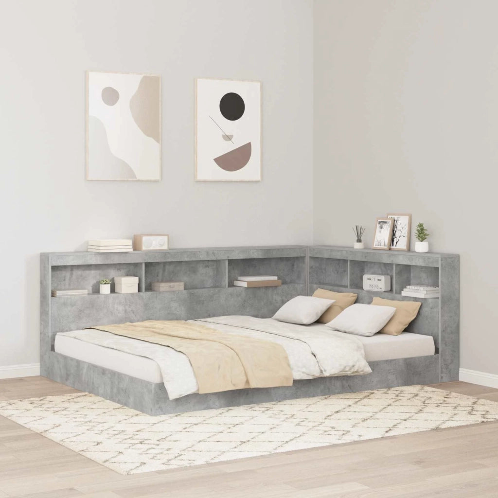 Letto Libreria Grigio cemento 160 x 200 cm Legno multistrato 3335741