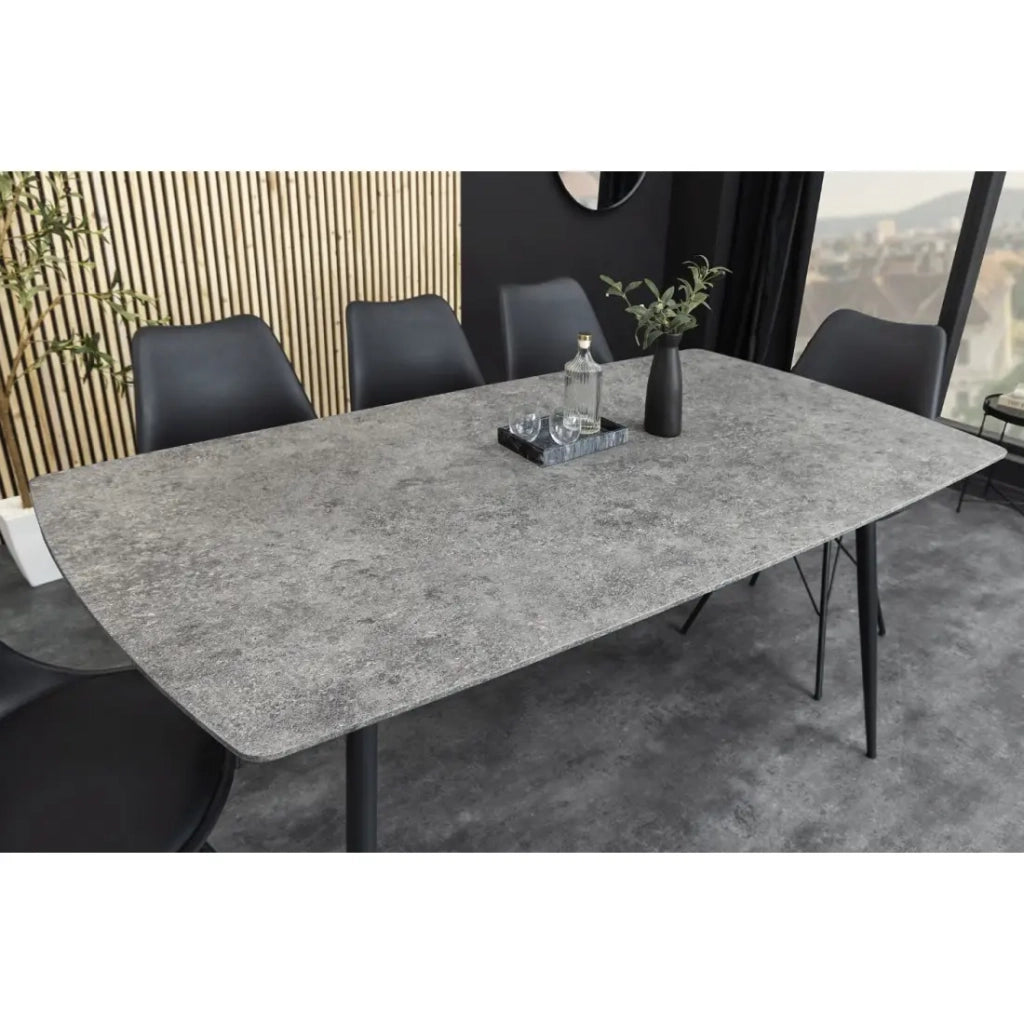 Tavolo da pranzo CALDERO 140 cm – Tavolo contemporaneo aspetto pietra e metallo