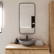 Specchio led retroilluminato 46x90cm con cornice nero opaco luce calda, neutra, fredda e anti-appannamento | Cetus