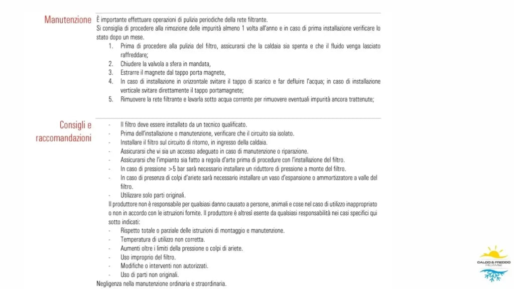 Filtro Defangatore Magnetico bianco per caldaia da 3/4" universale per caldaie a condensazione