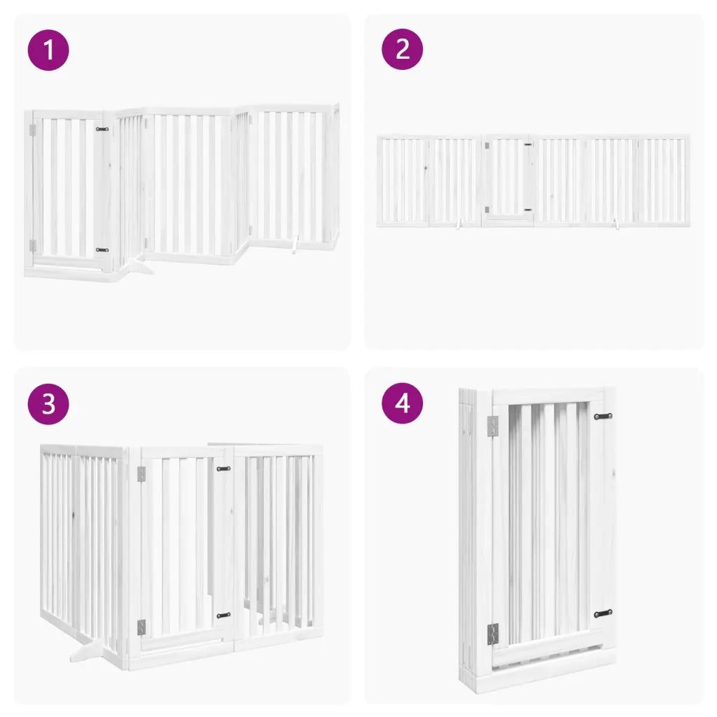 vidaXL Cancello Cani Porta Pieghevole Bianco 6 Pannelli 300 cm Pioppo