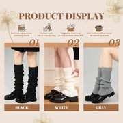 3 Pair di Calze per Donna, Calze a Maglia, Calze per Bambini da Esterno, Caldi e Comfortevoli, Ideali per Balletto, Danza, Sport (Nero, Bianco, Grigio)