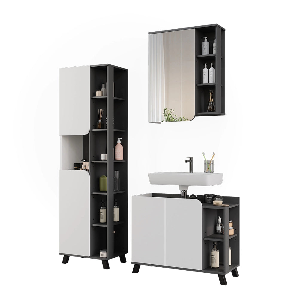 Vicco Set di mobili da bagno Antracite/bianco 3 parti