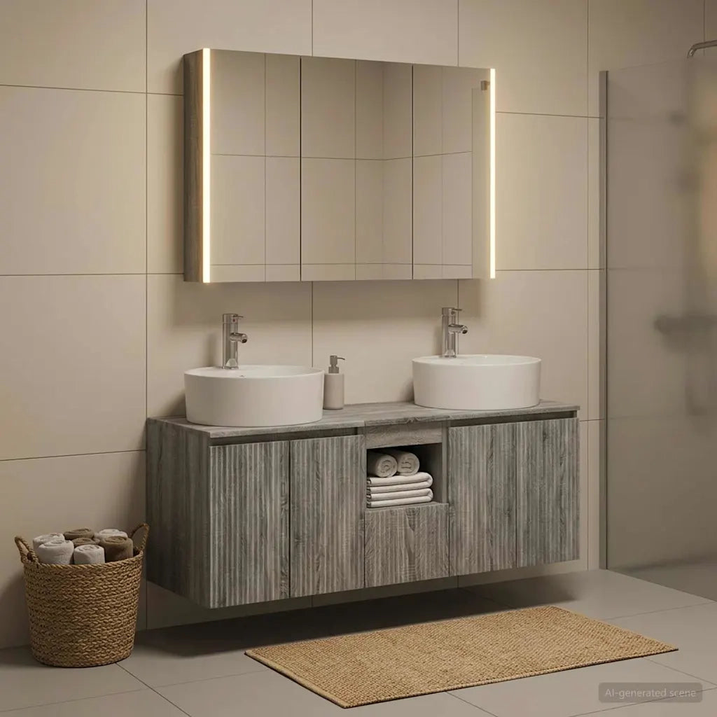 Set di Armadi da Bagno 4 pcs Sonoma grigio Legno ingegnerizzato 3406468