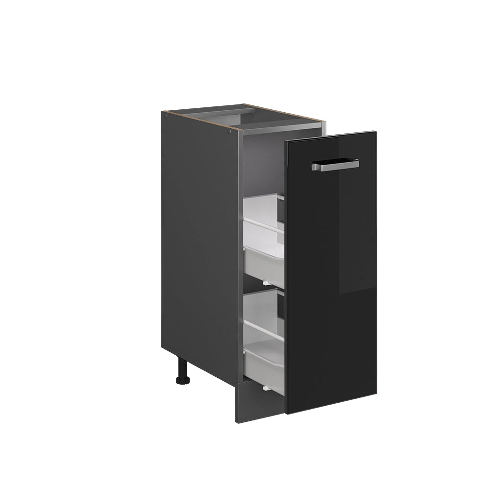 Armadio cucina dispensa alto R-Line Nero lucido/Antracite 30 cm, PL Rovere Vicco