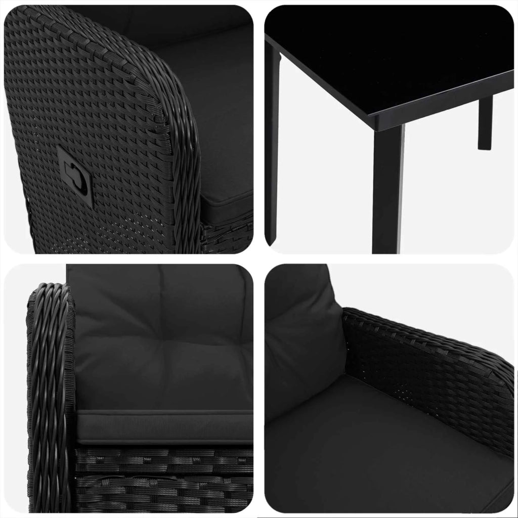 Set Tavolo da Salotto con cuscino con cuscino 5 pcs Nero 3422478