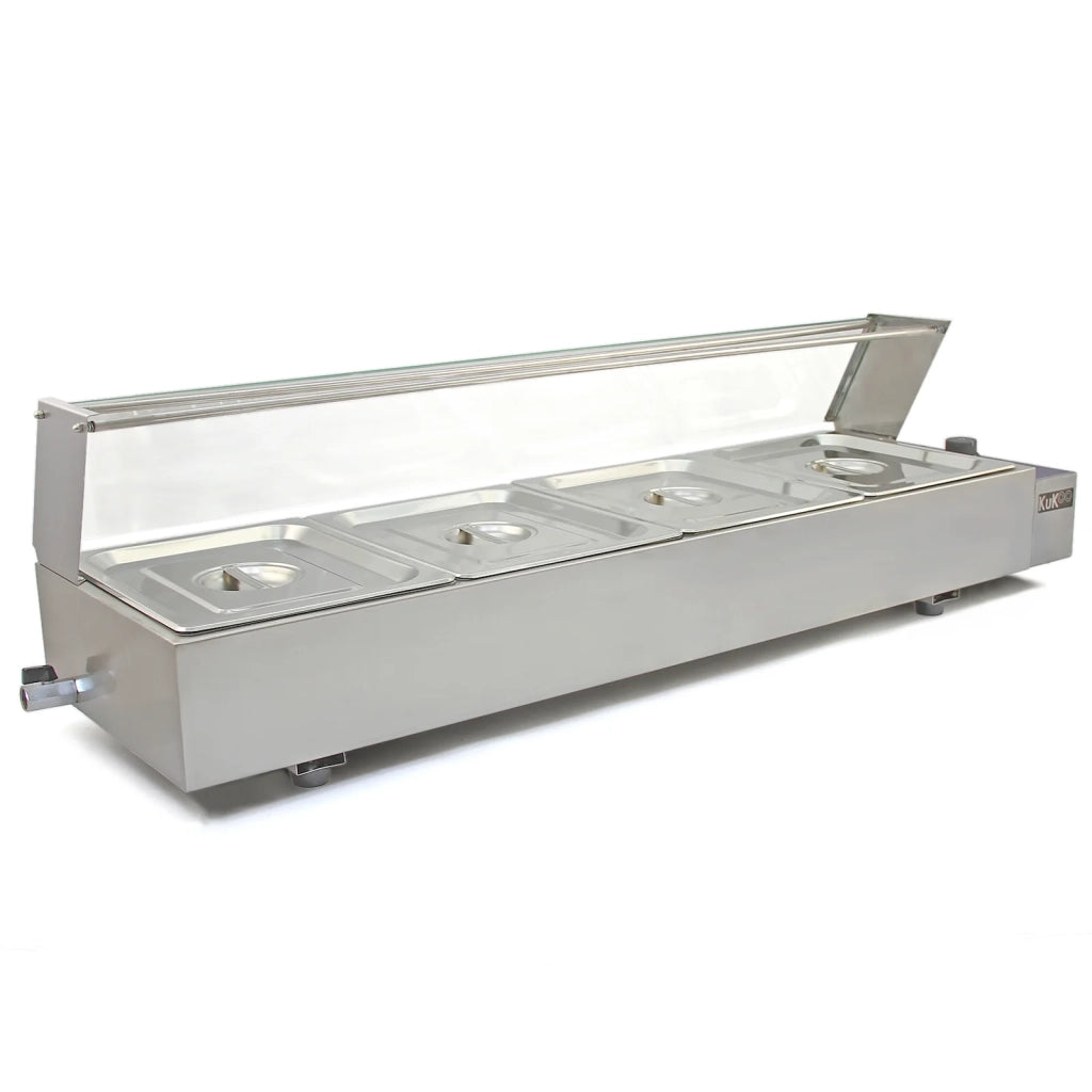 Espositore a Bagnomaria con 4 Vaschette per Ristoranti, Catering, Takeaway e Bar