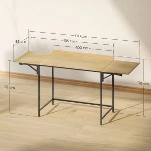SCRIVANIA Pieghevole 170x58 cm Rovere e Nero