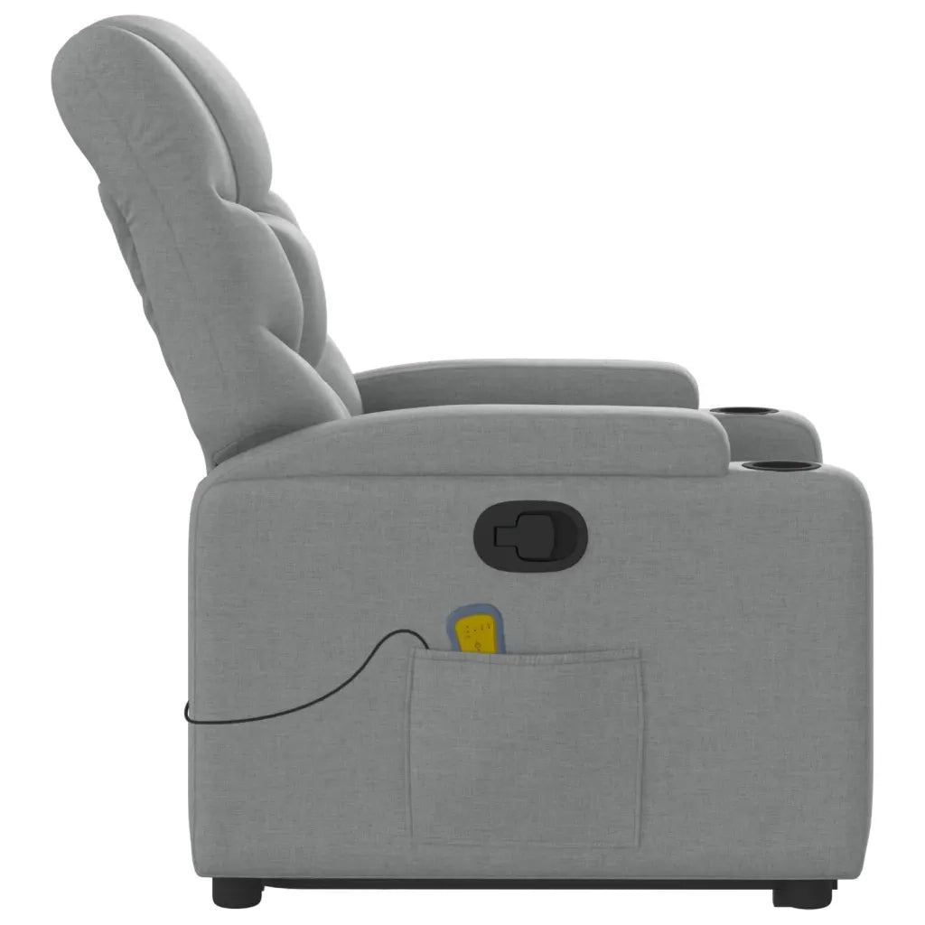 Divano Sedia-Poltrona Alzapersona Massaggi Reclinabile Grigio Chiaro Tessuto 938627