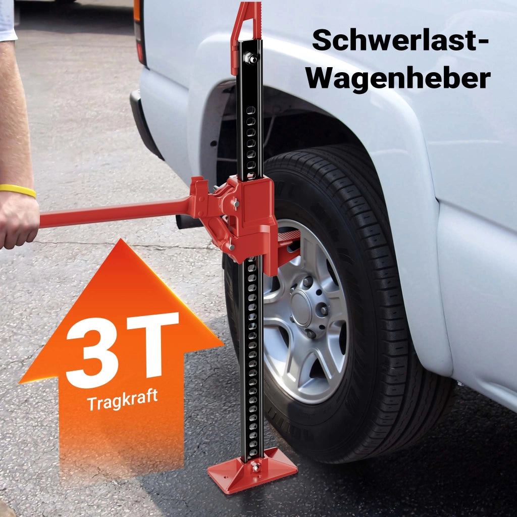 Binda per auto e fuoristrada, cric di sollevamento, portata max 3000 kg, altezza di sollevamento max 76 cm
