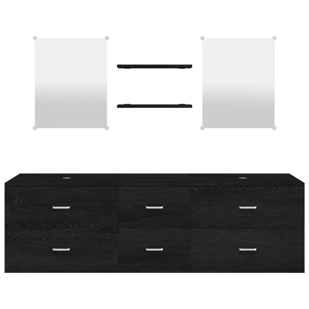 Set Mobili da Bagno 5 pz Nero in Legno Multistrato 242563