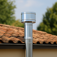 Fumaiolo 4 venti base tonda in acciaio inox diametro 80 mm camini stufe