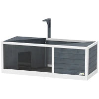 Casa per Tartarughe con Coperchio Superiore Facile da Aprire, Lampada, Pannello Frontale Trasparente, 120 x 50 x 40 cm, Grigio