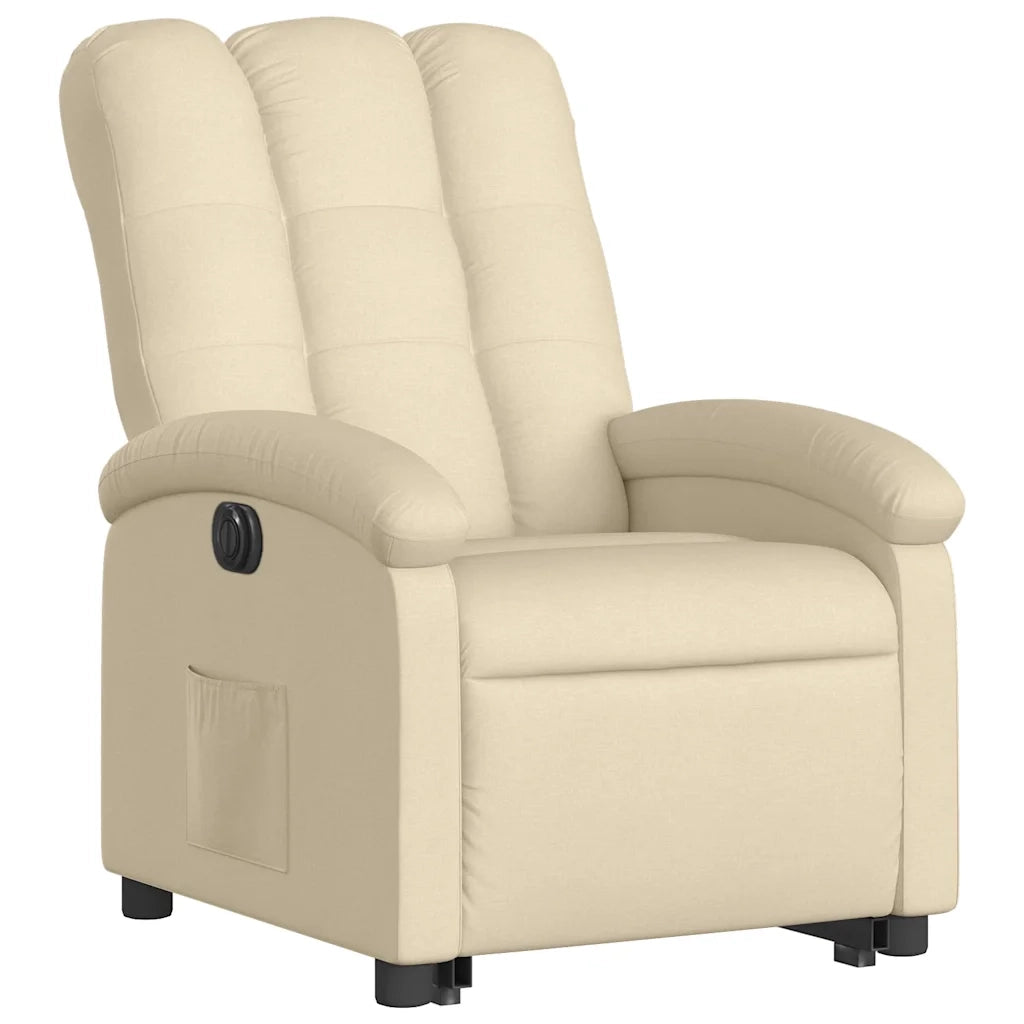 Poltrona Alzapersona Reclinabile Elettrica Crema in Tessuto 3204125