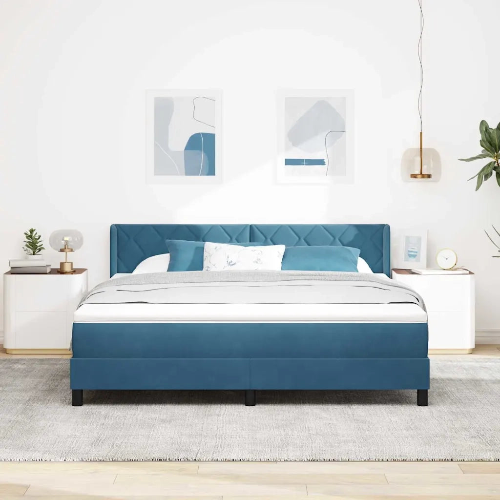 Letto a molle con materasso Blu Scuro 200 x 180 cm Poliestere