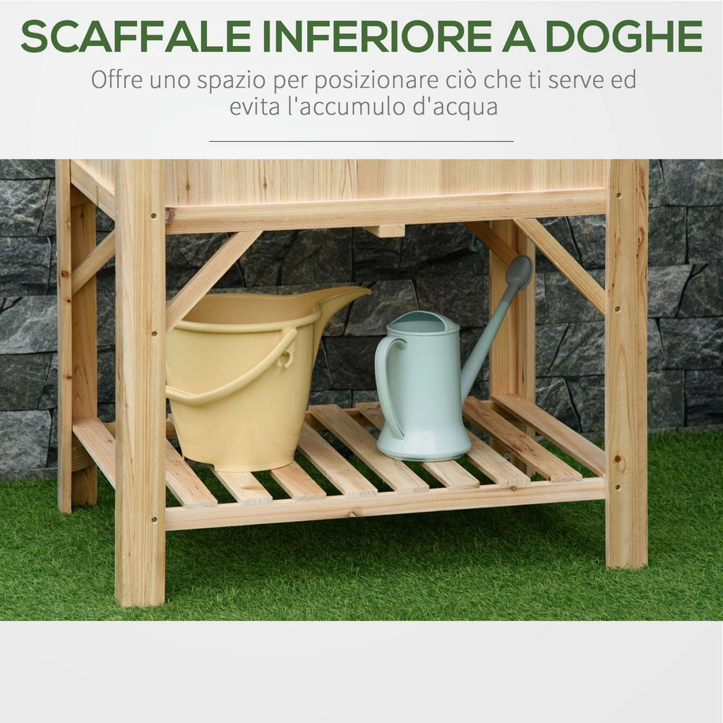 LETTO PER ORTO RIALZATO CON 6 SCOMPARTI IN LEGNO DI ABETE, 78.5X58X81CM