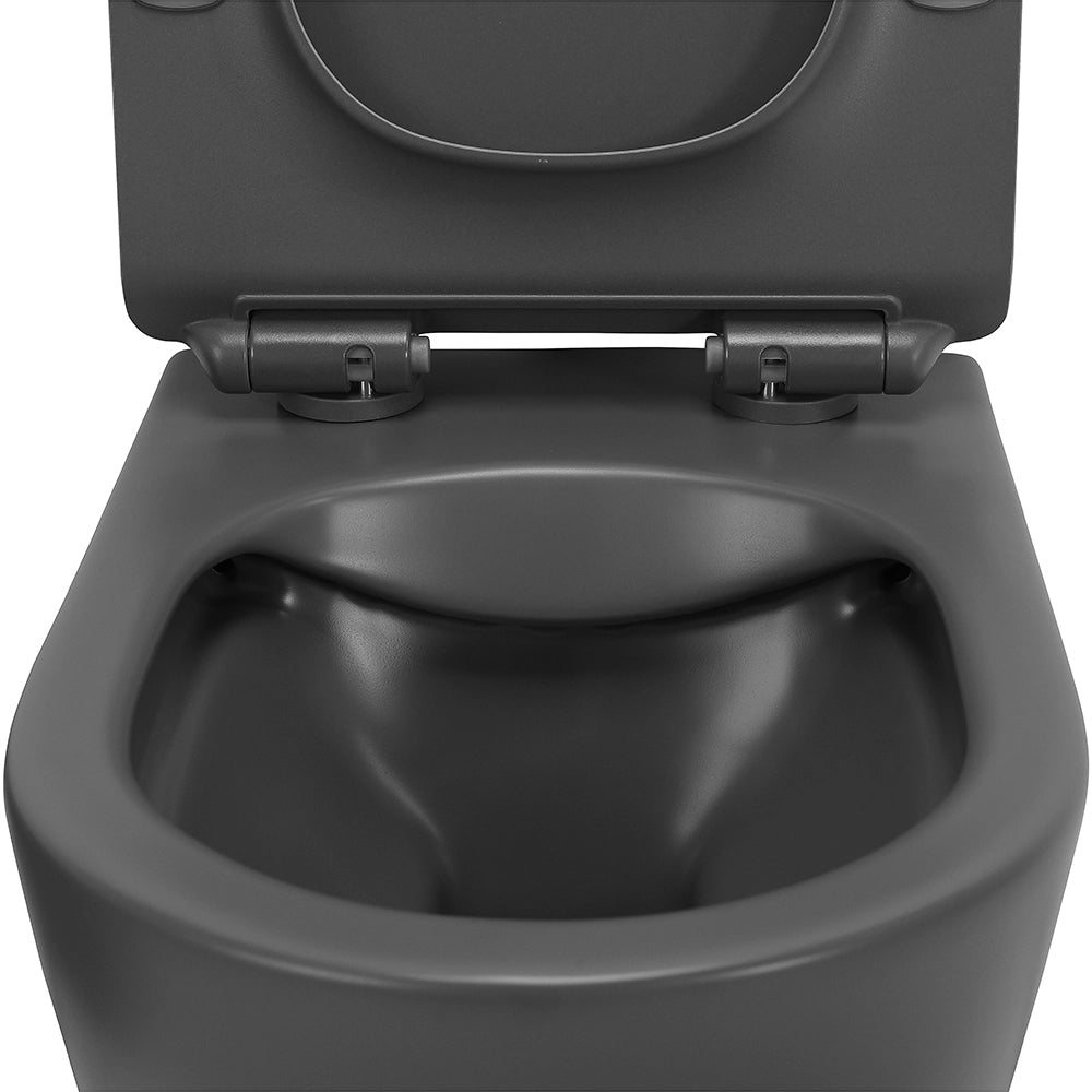 Sanitari sospesi rimless in ceramica grigio opaca con copriwc Tokyo