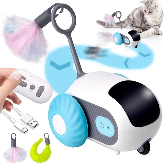 Giocattolo interattivo per gatti da interni - Giocattolo elettrico intelligente con telecomando, 2 modi e caricabile via USB.