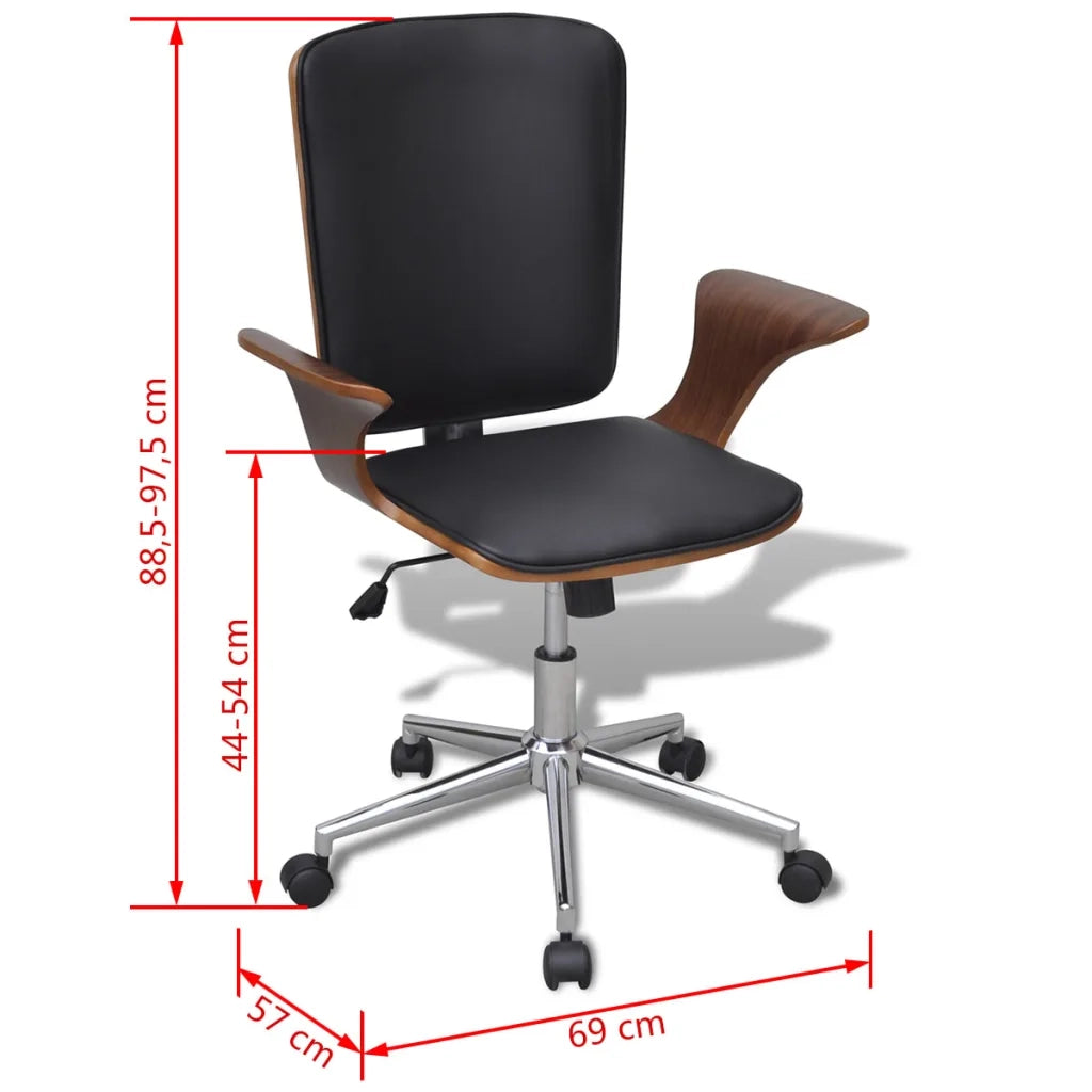 Sedia da Ufficio Girevole in Legno Curvato e Similpelle 241685