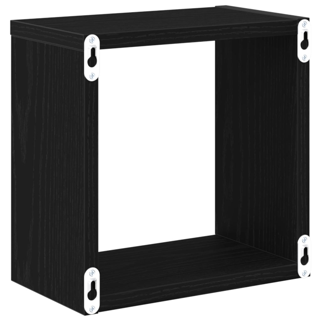 Mensole a Parete Montate Rovere Nero Legno ingegnerizzato