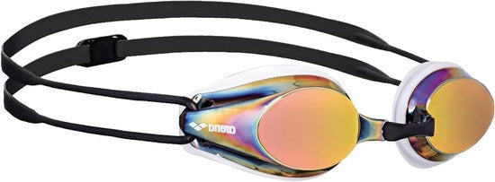 Goggles per nuotatori adulti con lenti a specchio e protezione UV - 4 ponti nasali intercambiabili e sigillanti in silicone