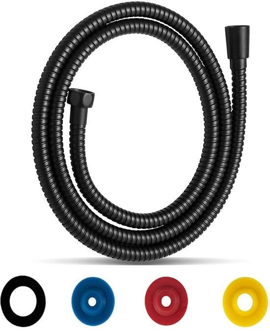 Doucheslang in Acciaio Inossidabile - Flessibile - Nero - Risparmio Acqua - Connessione Universale - 2 Metri