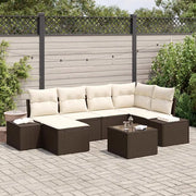 Set Divano da Giardino 7 pcs Marrone e Crema polyrattan