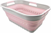 Mandopvoupabile 21 Litri Super Mini Mandetto in Plastica con 3 Maniglie - Mandetto Opvoupabile Pop-up Contenitore di Organizzazione - Risparmio di Spazio per il Regalo - Mandetto (grigio / rosa chiaro)