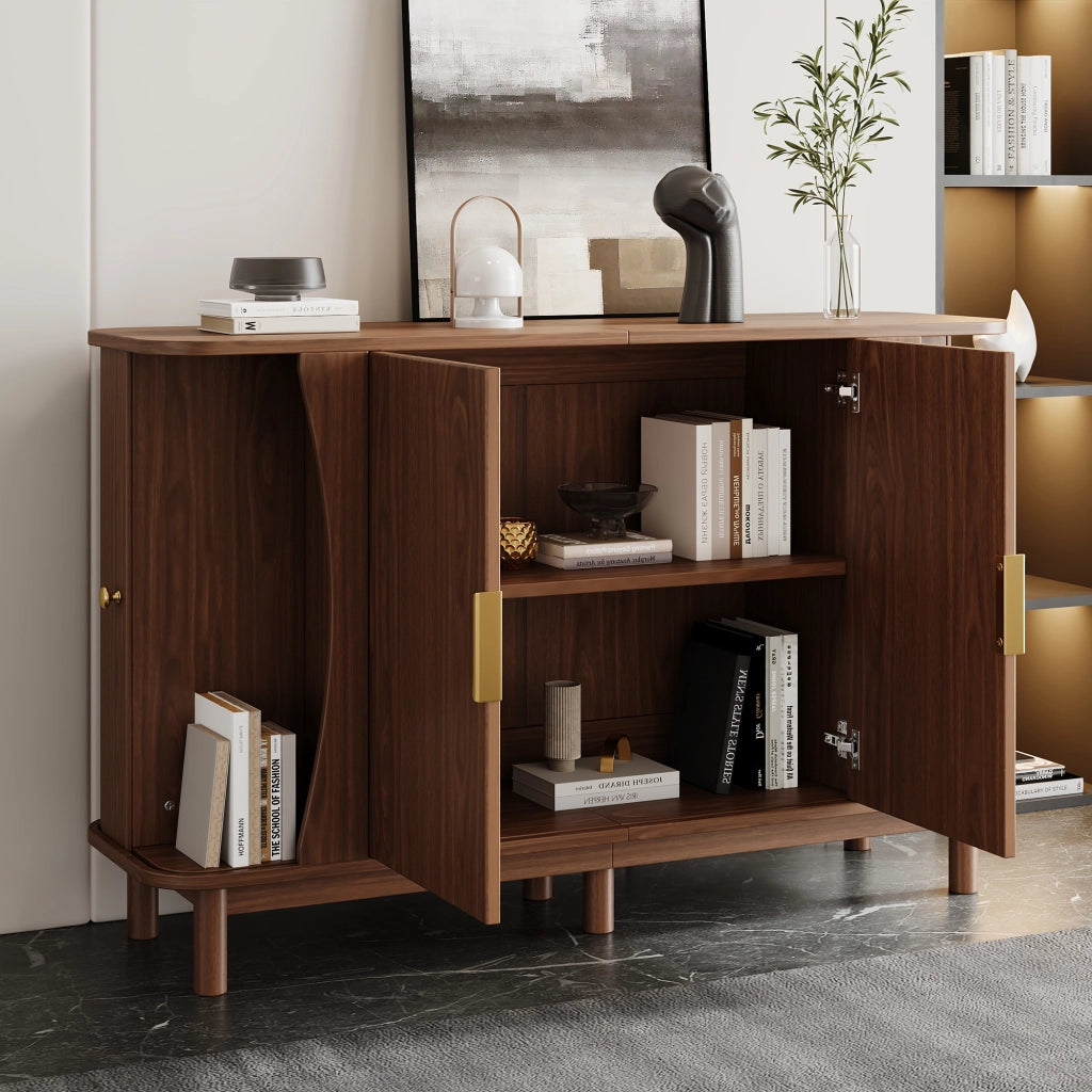 Credenza con 3 scomparti e 1 ripiano regolabile; ante scorrevoli; per soggiorno; 140 × 40 × 88 cm