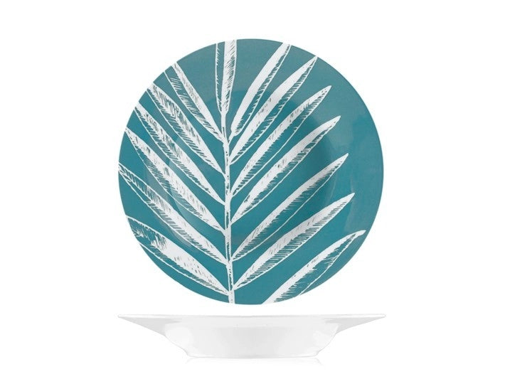 Servizio 18 pezzi tavola blu foliage in porcellana decorata.
