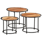 Tavolini a Incastro 3 pz in Legno Massello di Acacia 358931