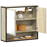 Mobiletto con specchio per bagno in rovere Sonoma 65x20x60 cm in legno ingegnerizzato 849260