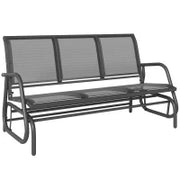 Panchina a Dondolo da Giardino a 3 Posti in Metallo e Tessuto a Rete Traspirante, 147x70x85cm, Grigio