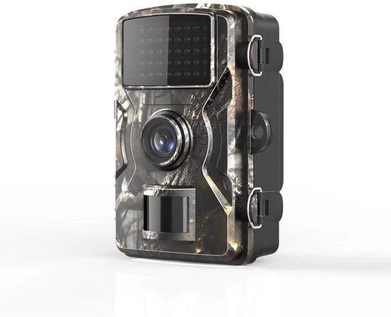 Camera con rilevamento movimento e visione notturna; visore notturno infrarosso IP66 adatto all'uso all'aperto in giardini d'alberi e fattorie (batterie non incluse).