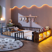 Letto Matrimoniale in Metallo con LED e Cassetti ¨C Xylo ¨C Nero 140x200