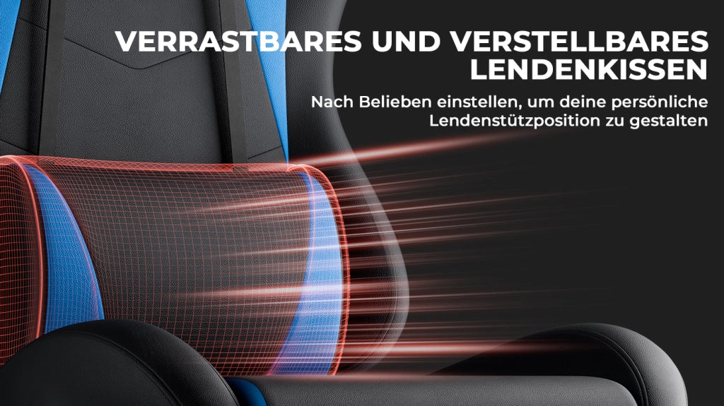 SEDIA DA GAMING Ergonomica, schienale reclinabile, Nero/Blu