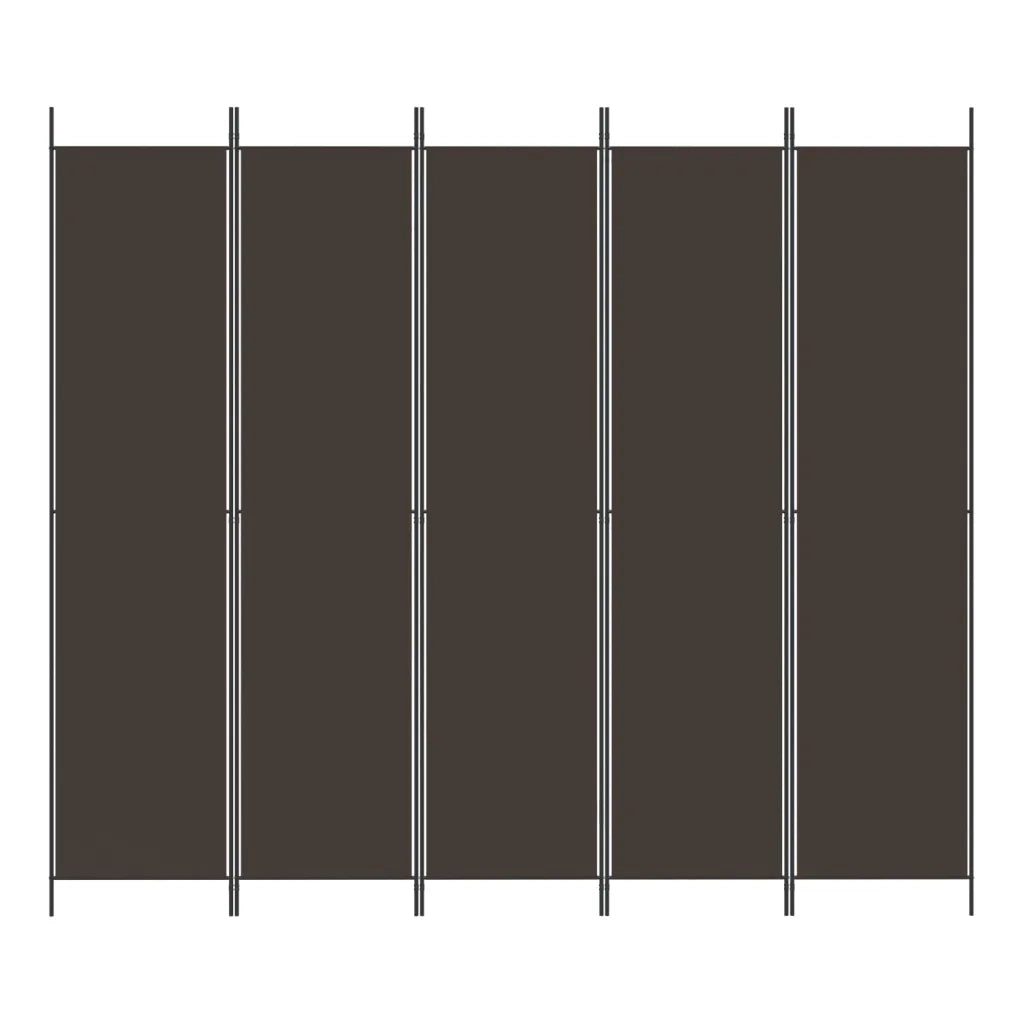 Divisorio a 5 Pannelli Marrone 250x220 cm in Tessuto 350203