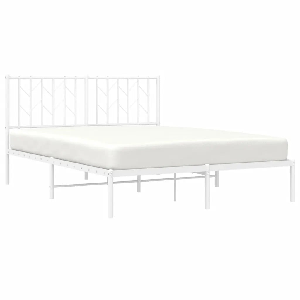 Letto matrimoniale | Letto per adulti | Giroletto con Testiera Metallo Bianco 140x200 cm